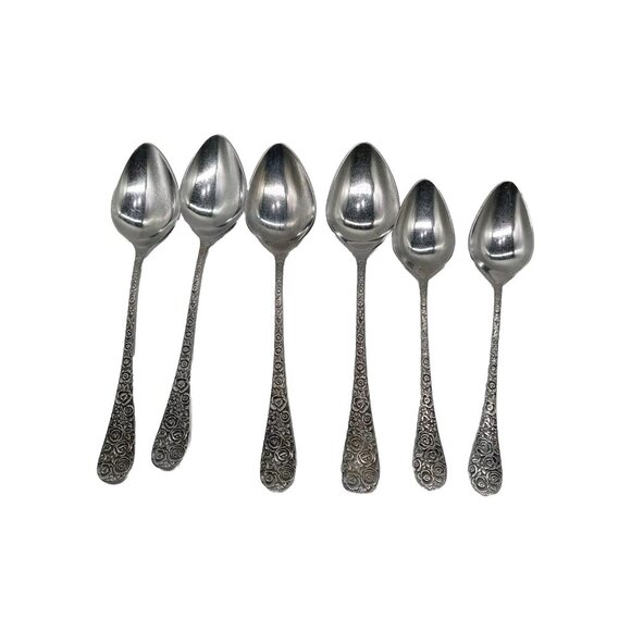 Vintage EPIC Stainless Flatware 4 Serving & 2 Dinner Spoons Lot Of 6 EPS18 - Picture 1 of 8